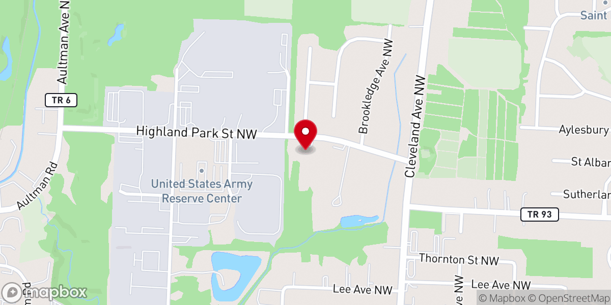 Map showing location of Highland Park Wesleyan Methodist Church