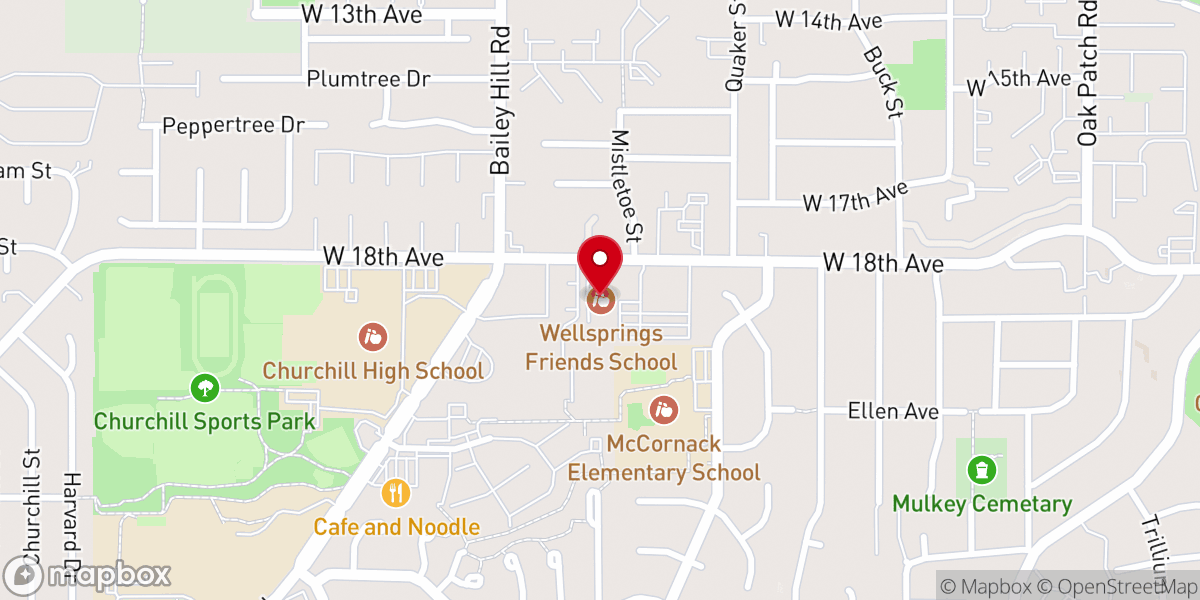 Map showing location of Eugene Mennonite Church