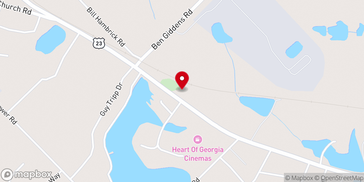 Map showing location of Zebulon Baptist Church