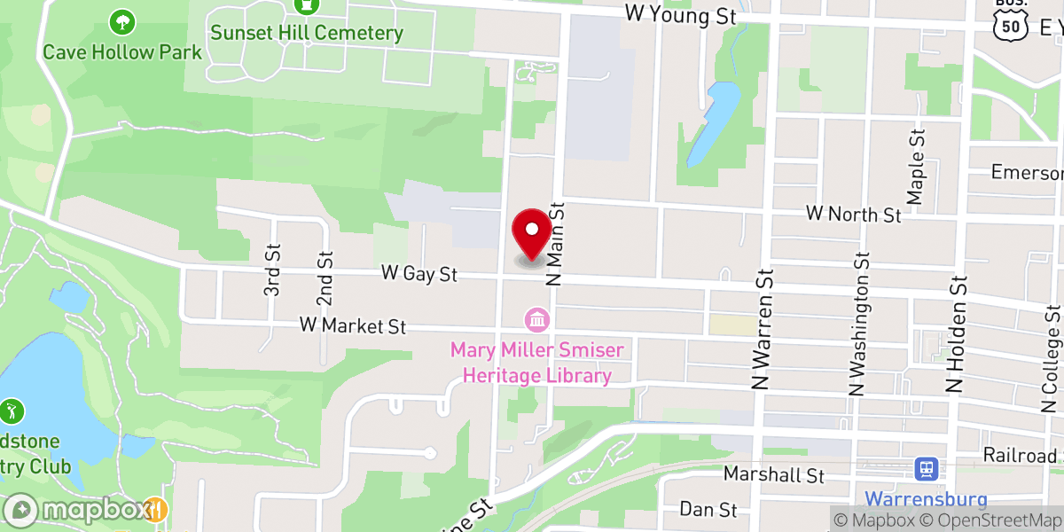 Map showing location of Victory Tabernacle Church