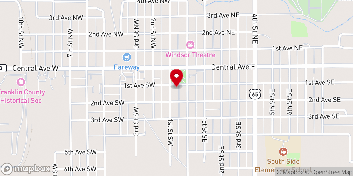Map showing location of First Congregational United Church of Christ