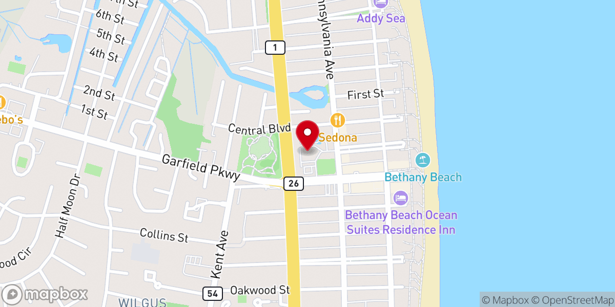 Map showing location of Bethany Beach Center