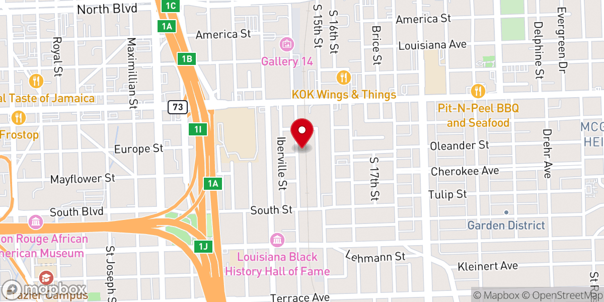 Map showing location of Baton Rouge Stork