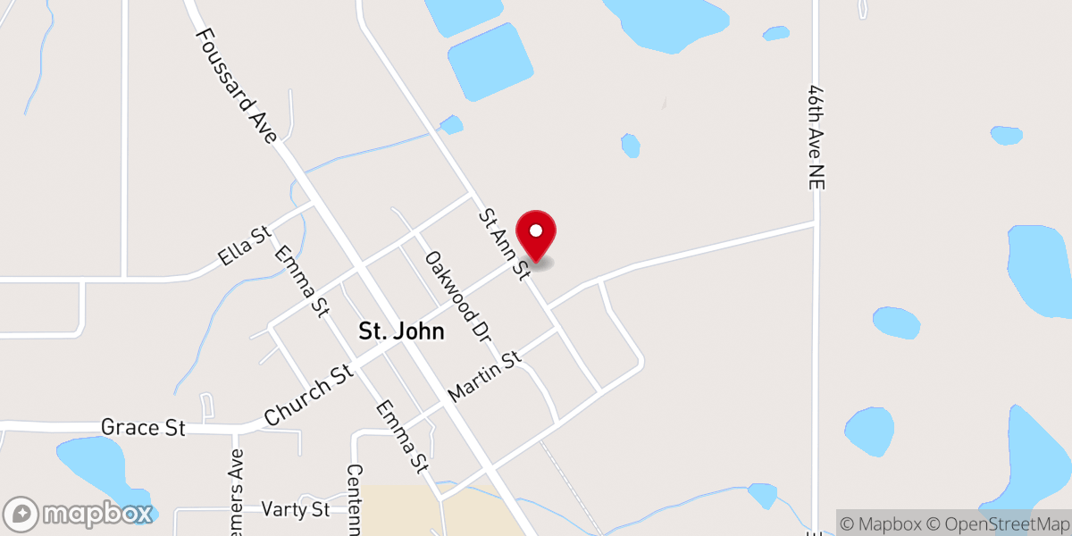 Map showing location of St. John the Baptist's Roman Catholic Church