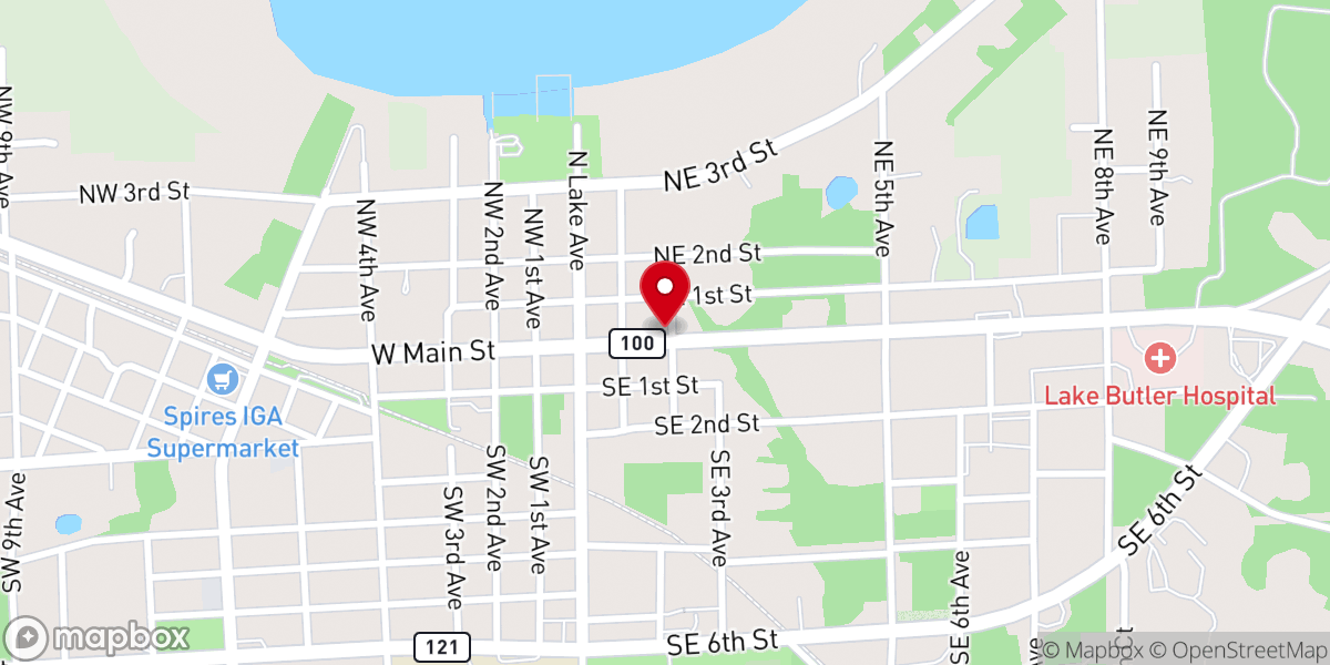 Map showing location of First Baptist Church