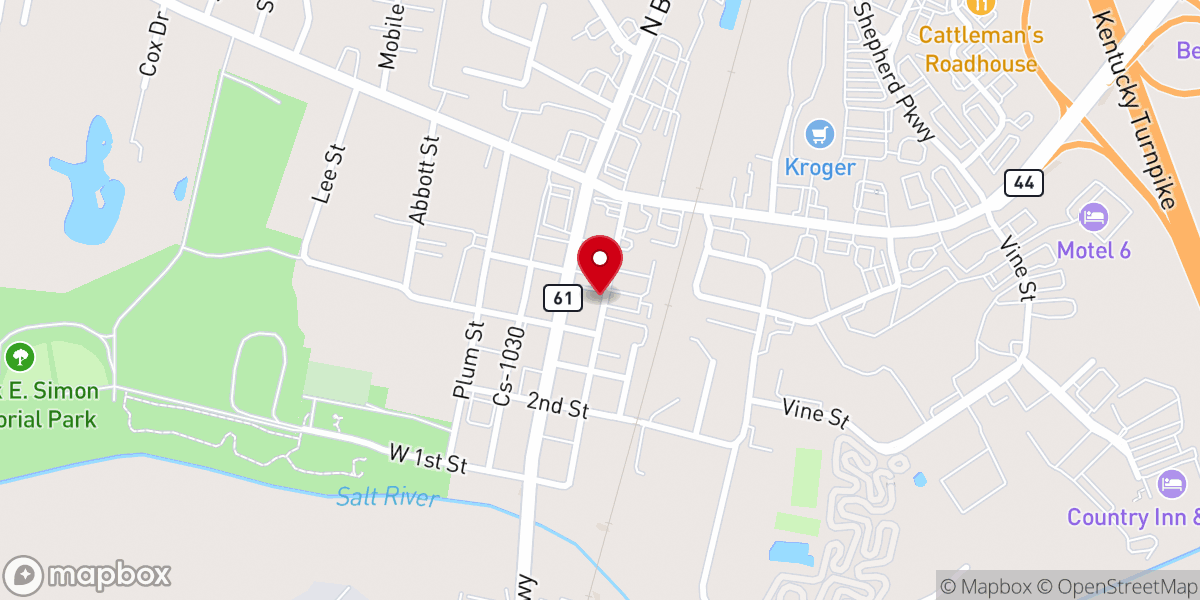 Map showing location of First Baptist Church of Shepherdsville