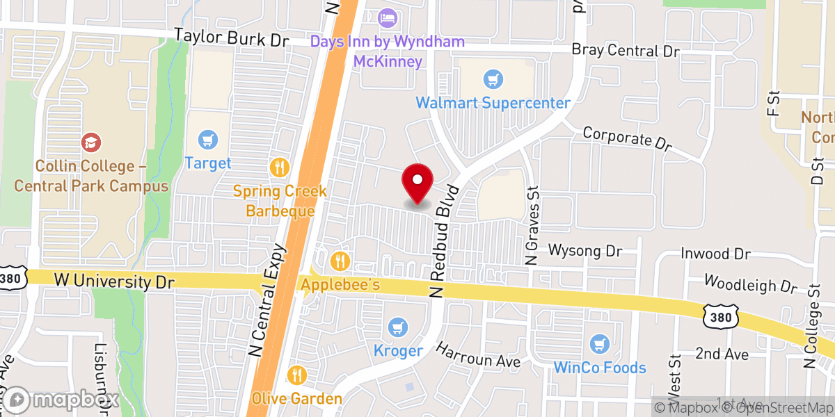 Map showing location of Hope Fellowship McKinney
