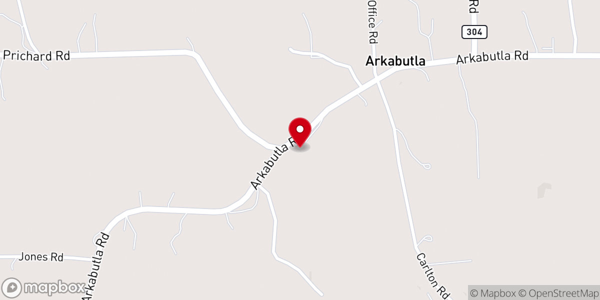 Map showing location of Arkabutla United Methodist Church