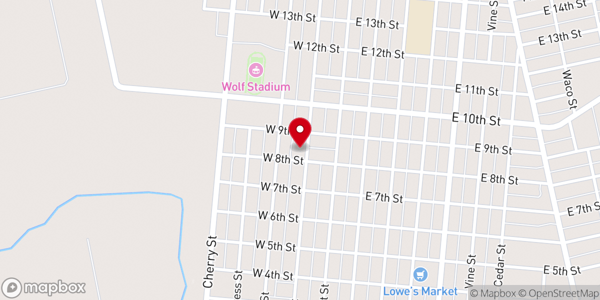 Map showing location of Oak Street Baptist Church
