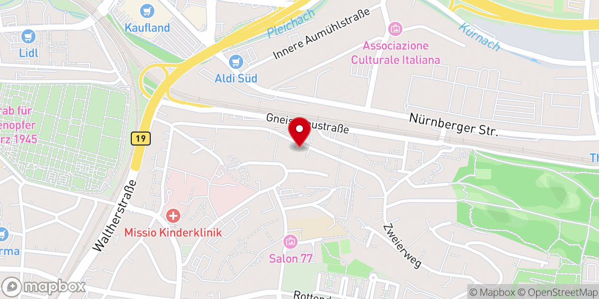Map showing location of Rumänisch-Orthodoxe Gemeinde „Hl. Apostel Andreas“, Würzburg