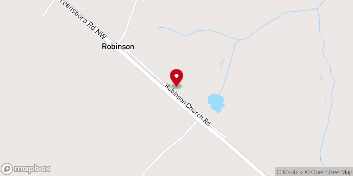 Map showing location of Robinson Baptist Church