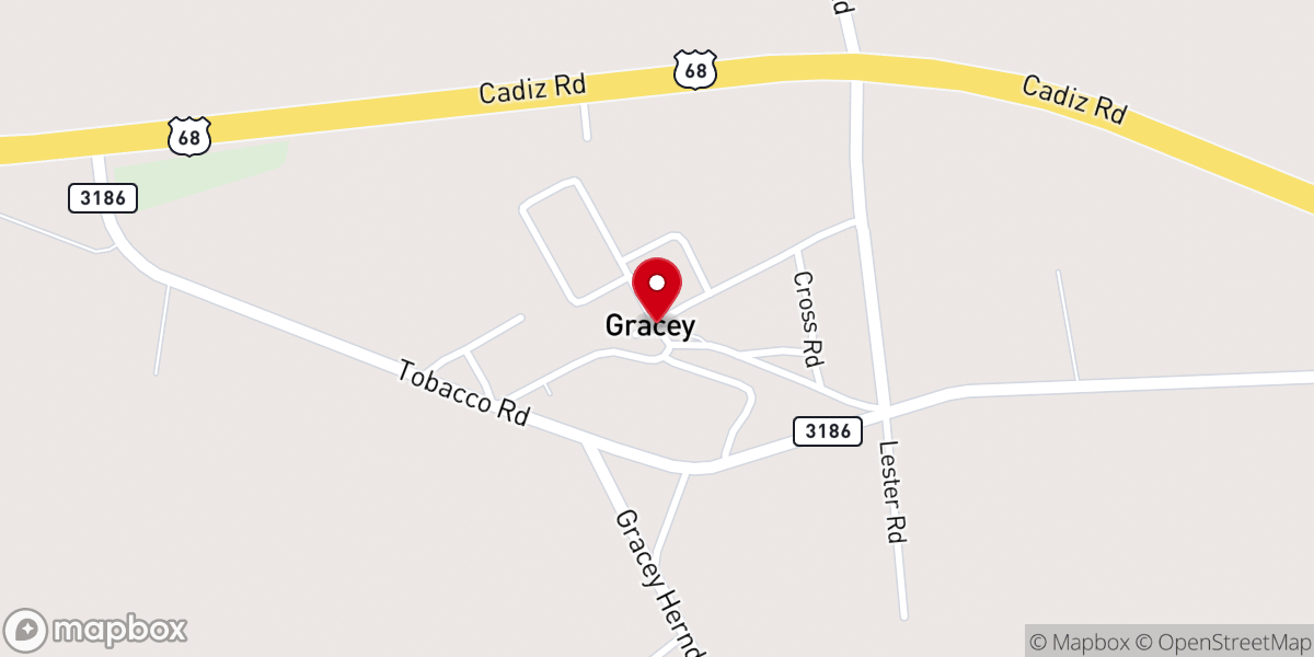 Map showing location of Gracey