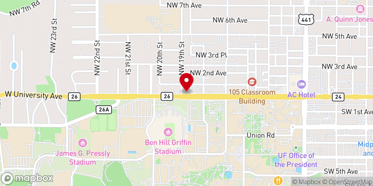 Map showing location of University Lutheran Church