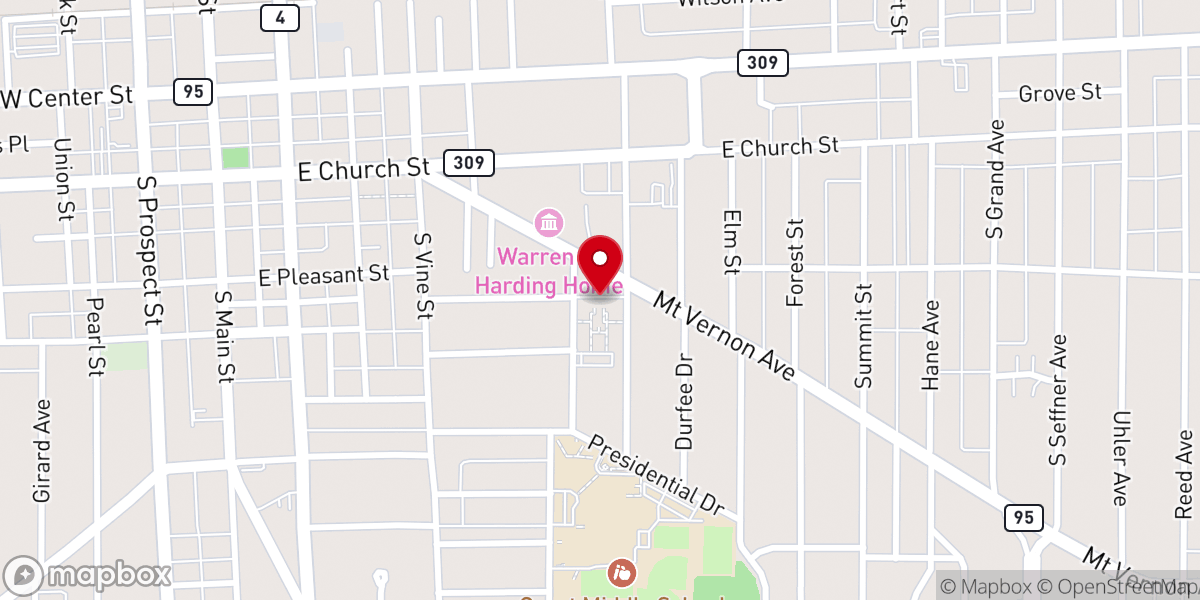 Map showing location of Central Christian Church