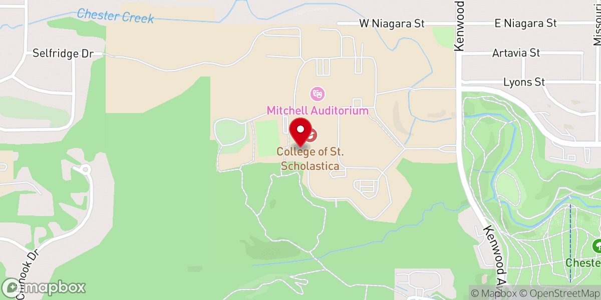 Map showing location of St. Scholastica Monastery