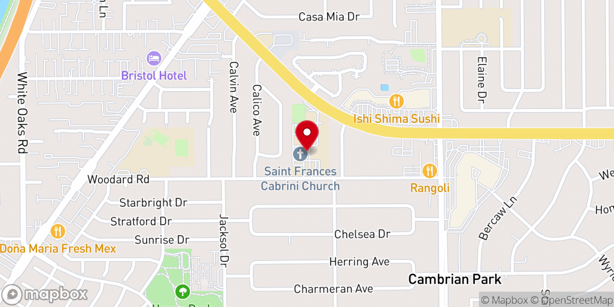 Map showing location of St. Frances Cabrini Parish