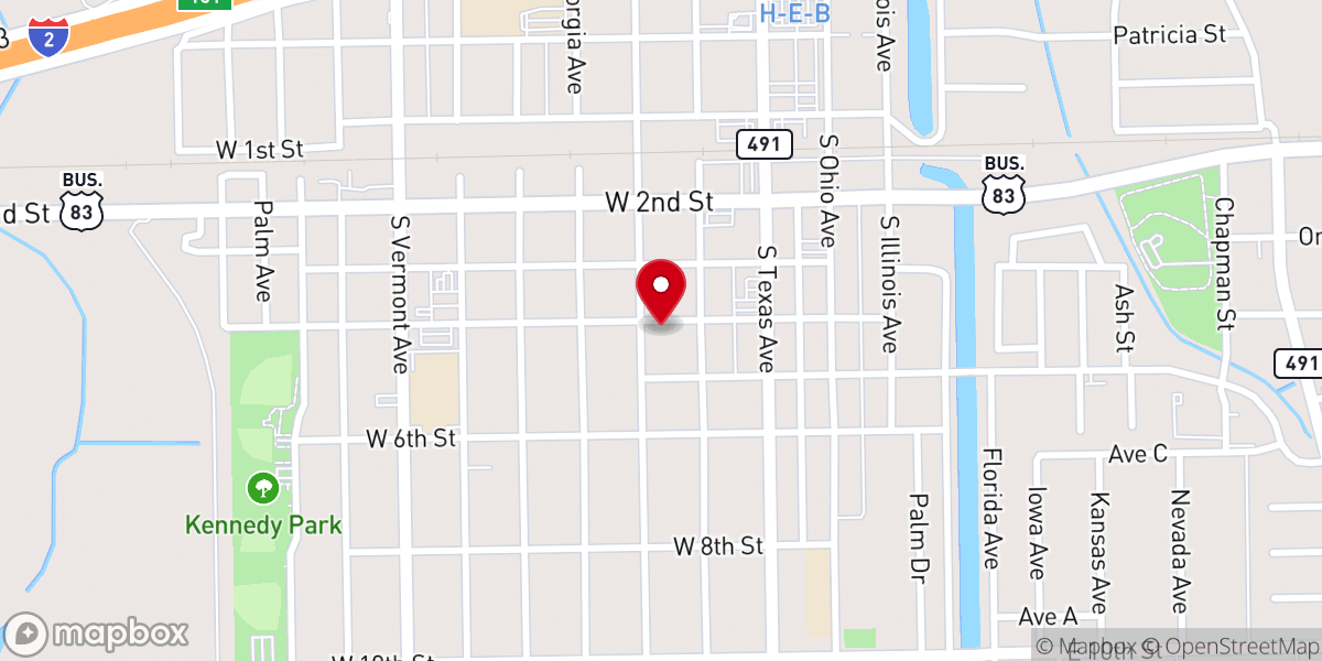 Map showing location of Mercedes Seventh-day Adventist Church