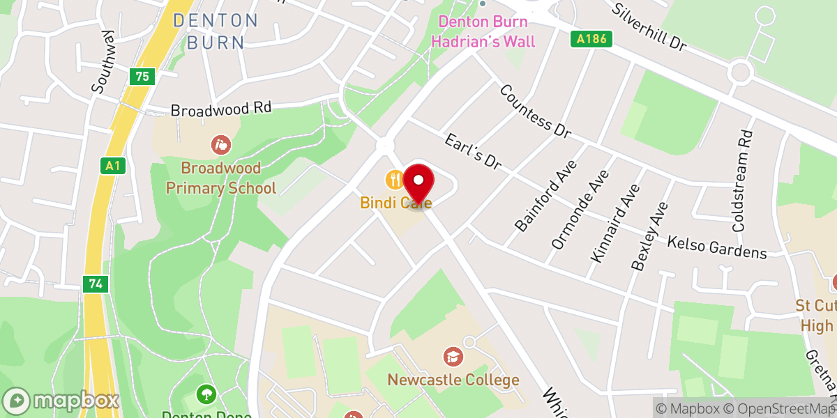 Map showing location of St Bede's R C Church