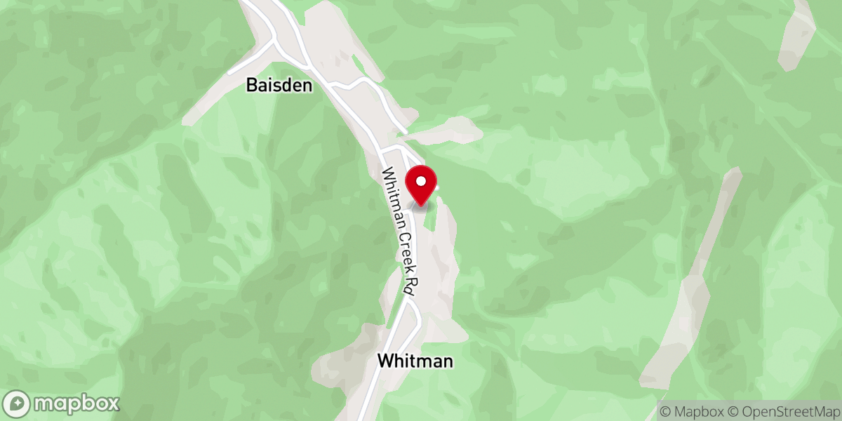 Map showing location of Whitman Freewill Baptist Church