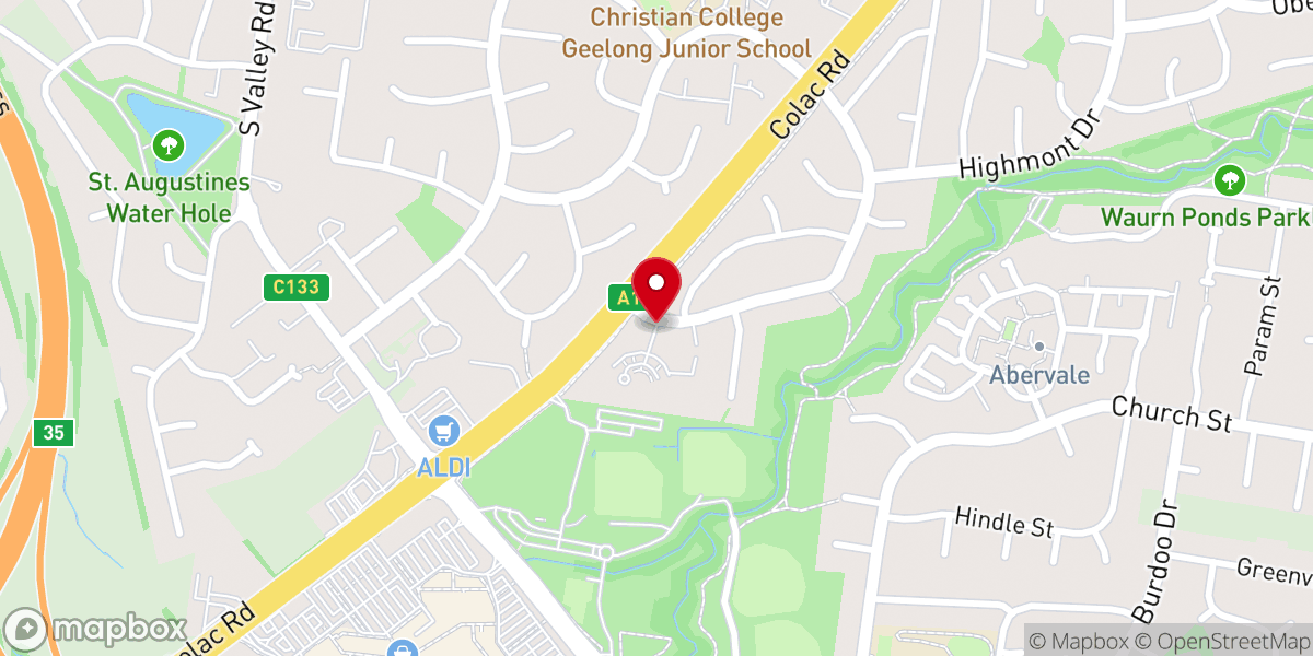 Map showing location of Waurn Ponds Community Church