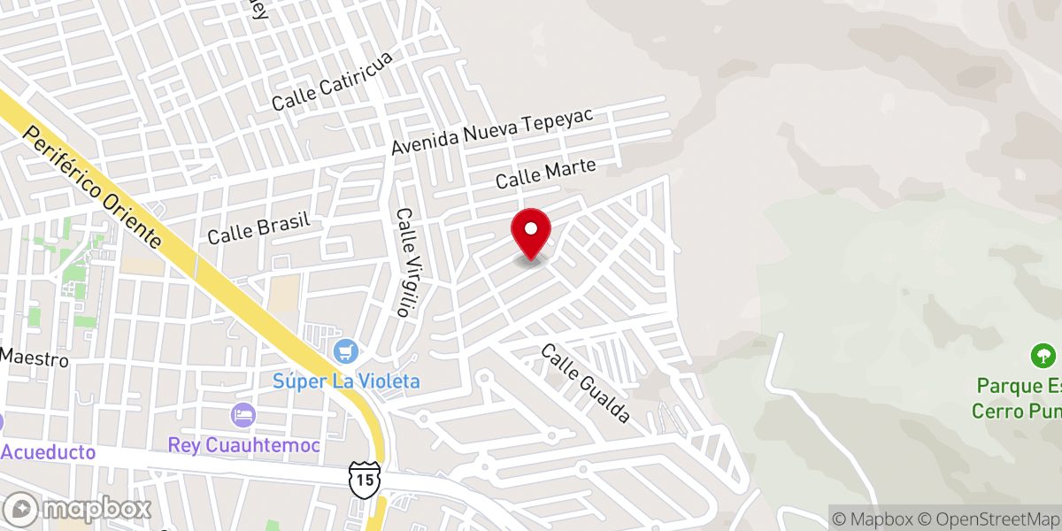 Map showing location of Templo de Nuestra Señora de Guadalupe.