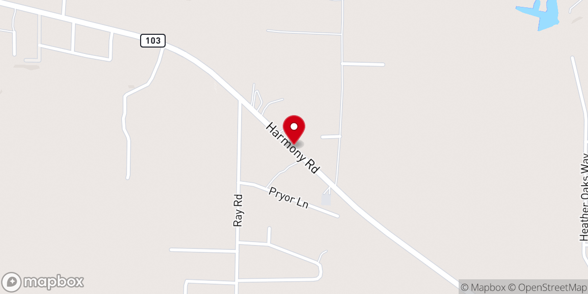 Map showing location of Pineview Baptist Church