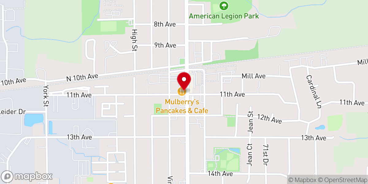 Map showing location of Mulberry's Pancakes & Cafe