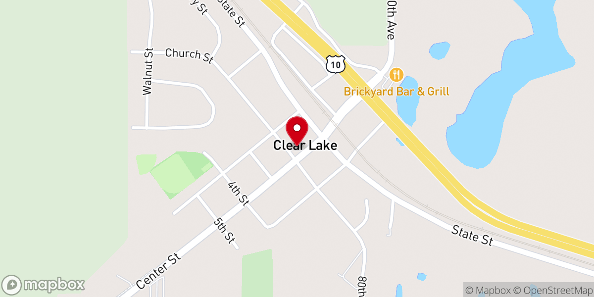 Map showing location of Living Waters Church- Clear Lake MN
