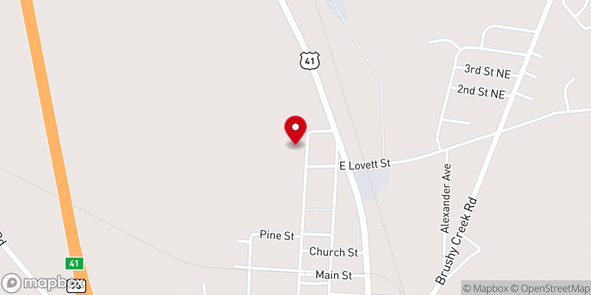 Map showing location of Pleasant Church