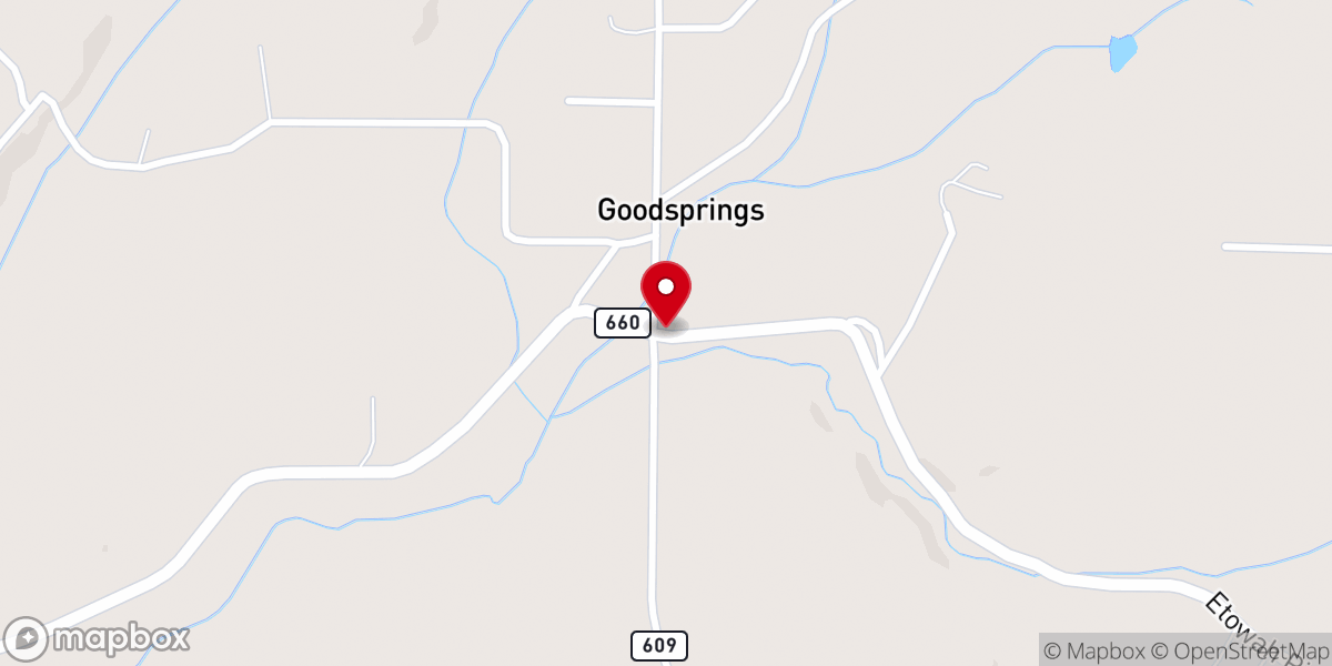 Map showing location of Goodsprings Baptist Church