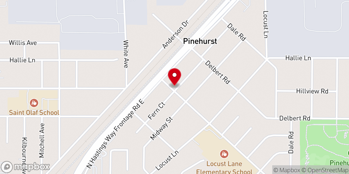 Map showing location of Pinehurst Lutheran Church (ELS)