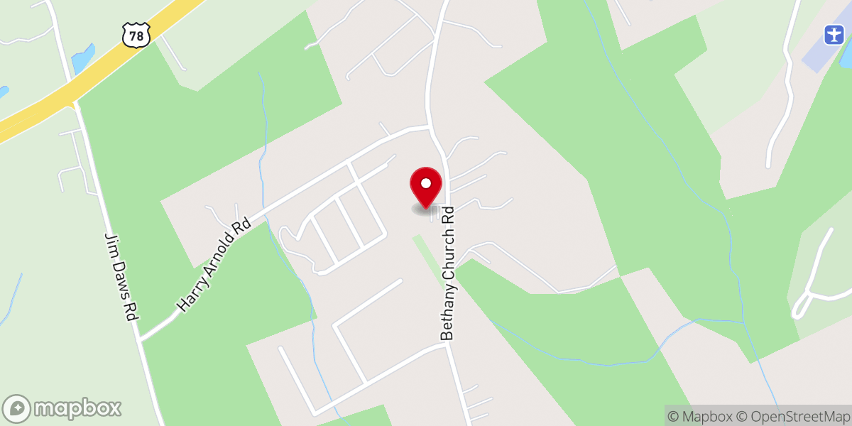 Map showing location of Bethany Missionary Baptist Church