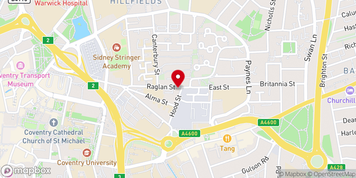 Map showing location of St Mary & St Benedict Roman Catholic Church, Coventry