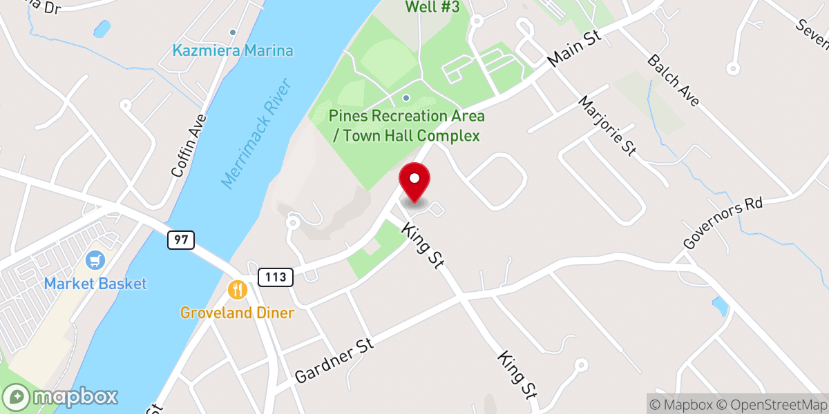 Map showing location of Groveland Congregational Church