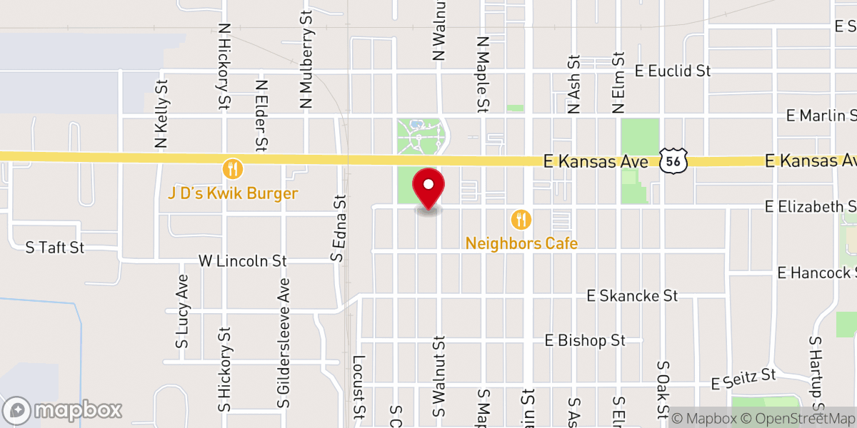 Map showing location of First Congregational United Church of Christ