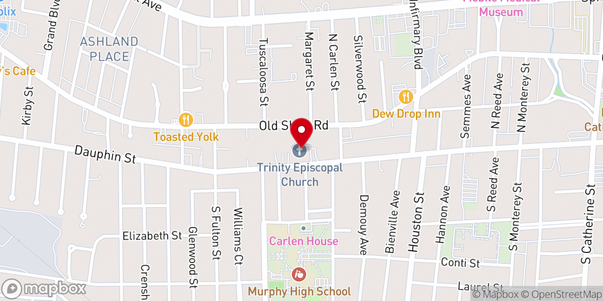 Map showing location of Trinity Episcopal Church