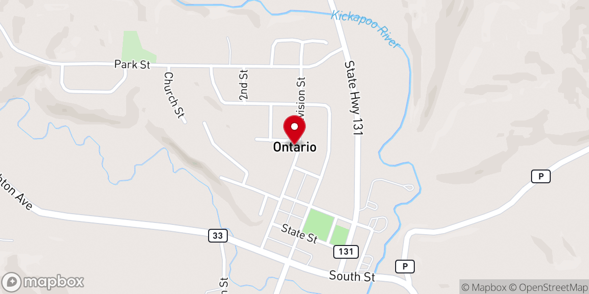 Map showing location of Ontario