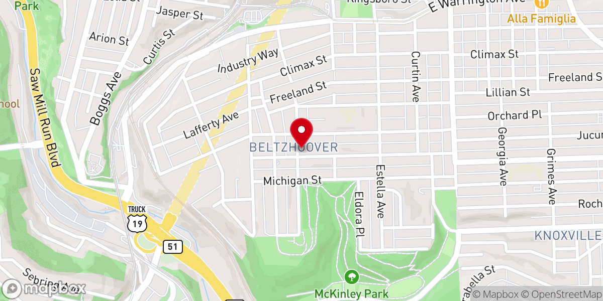 Map showing location of Beulah Baptist Church