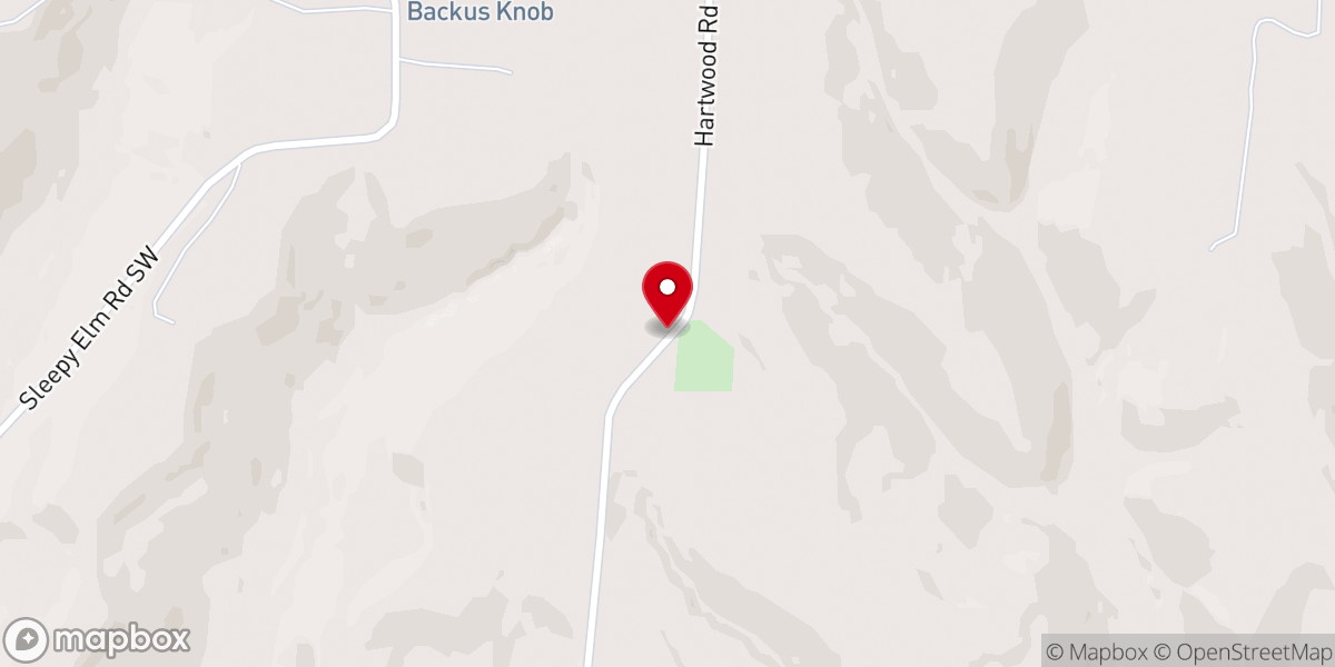 Map showing location of Hartwood Church