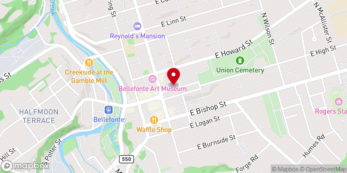 Map showing location of Calvary Bellefonte