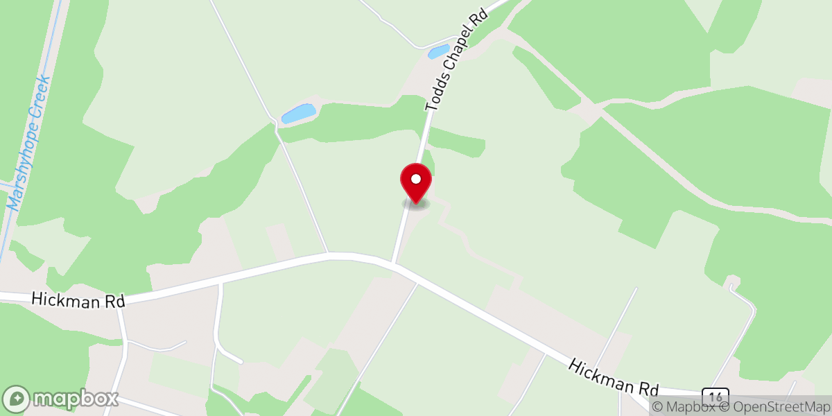 Map showing location of Todd's Chapel