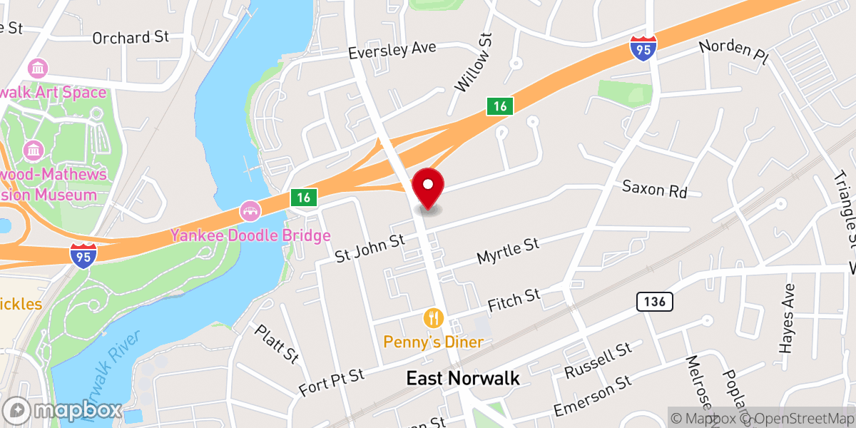 Map showing location of Vox Church - Norwalk