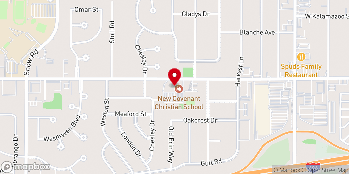 Map showing location of New Covenant Christian Church
