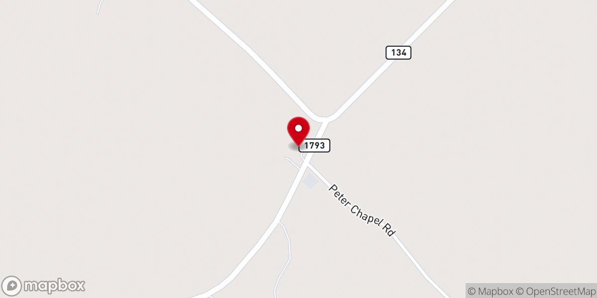 Map showing location of Colliers Chapel Baptist Church