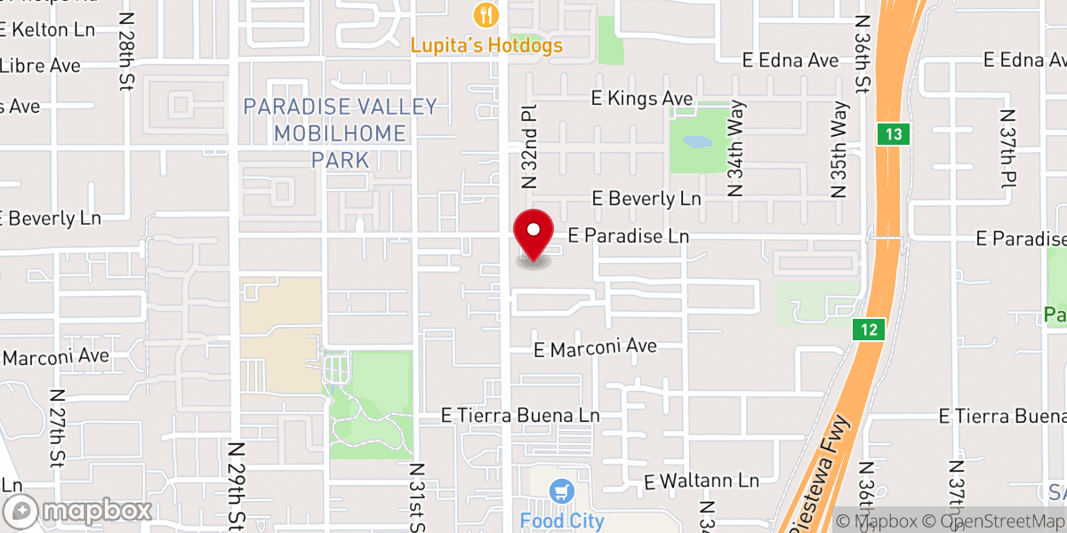 Map showing location of First Southern Baptist Church of Paradise Valley