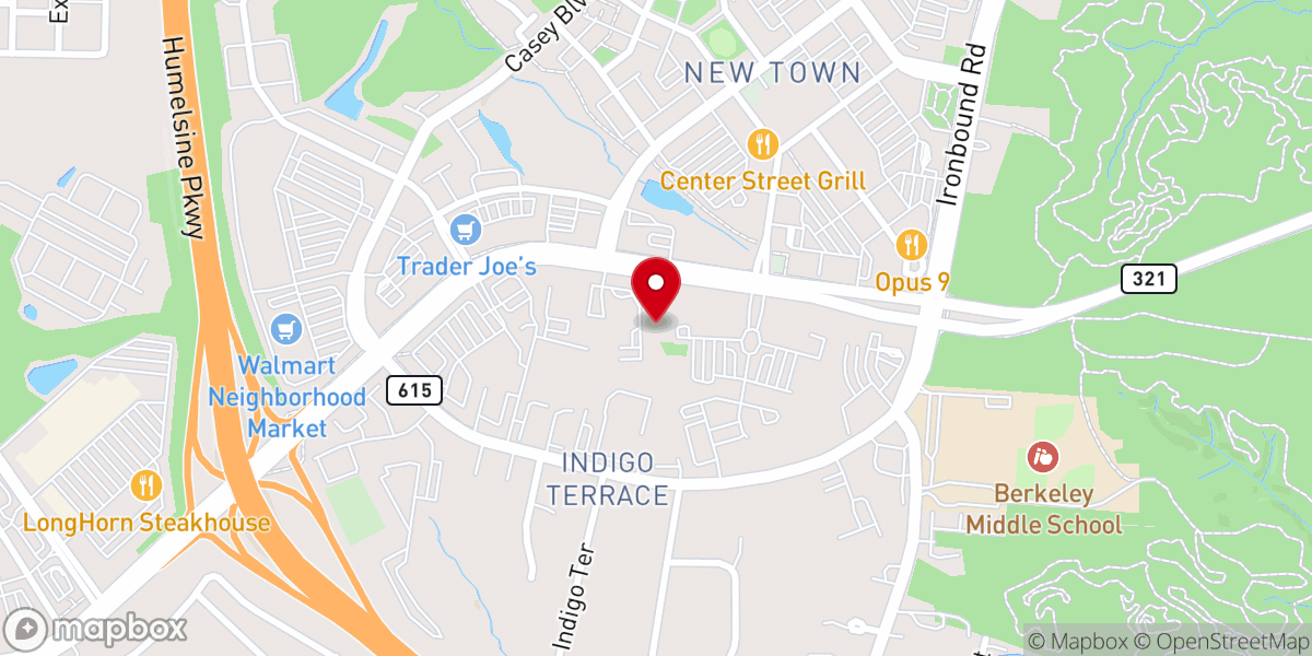 Map showing location of New Town United Methodist Church