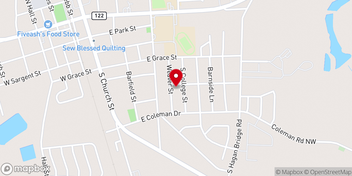 Map showing location of Hahira First Free Will Baptist Church