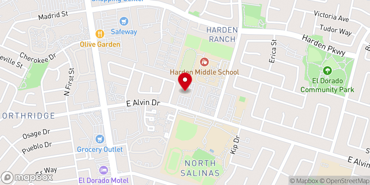 Map showing location of Alvin Drive Church of Christ
