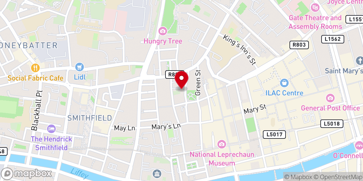 Map showing location of St Michan’s Church, Halston Street Parish