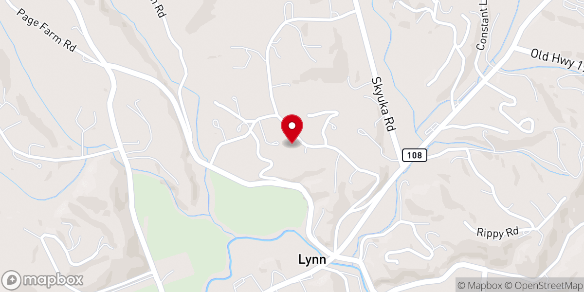 Map showing location of Lynn First Baptist Church